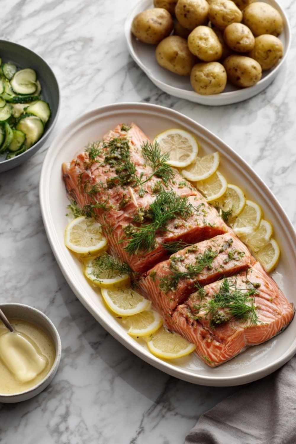 Delia Smith​ Whole Poached Salmon Recipe