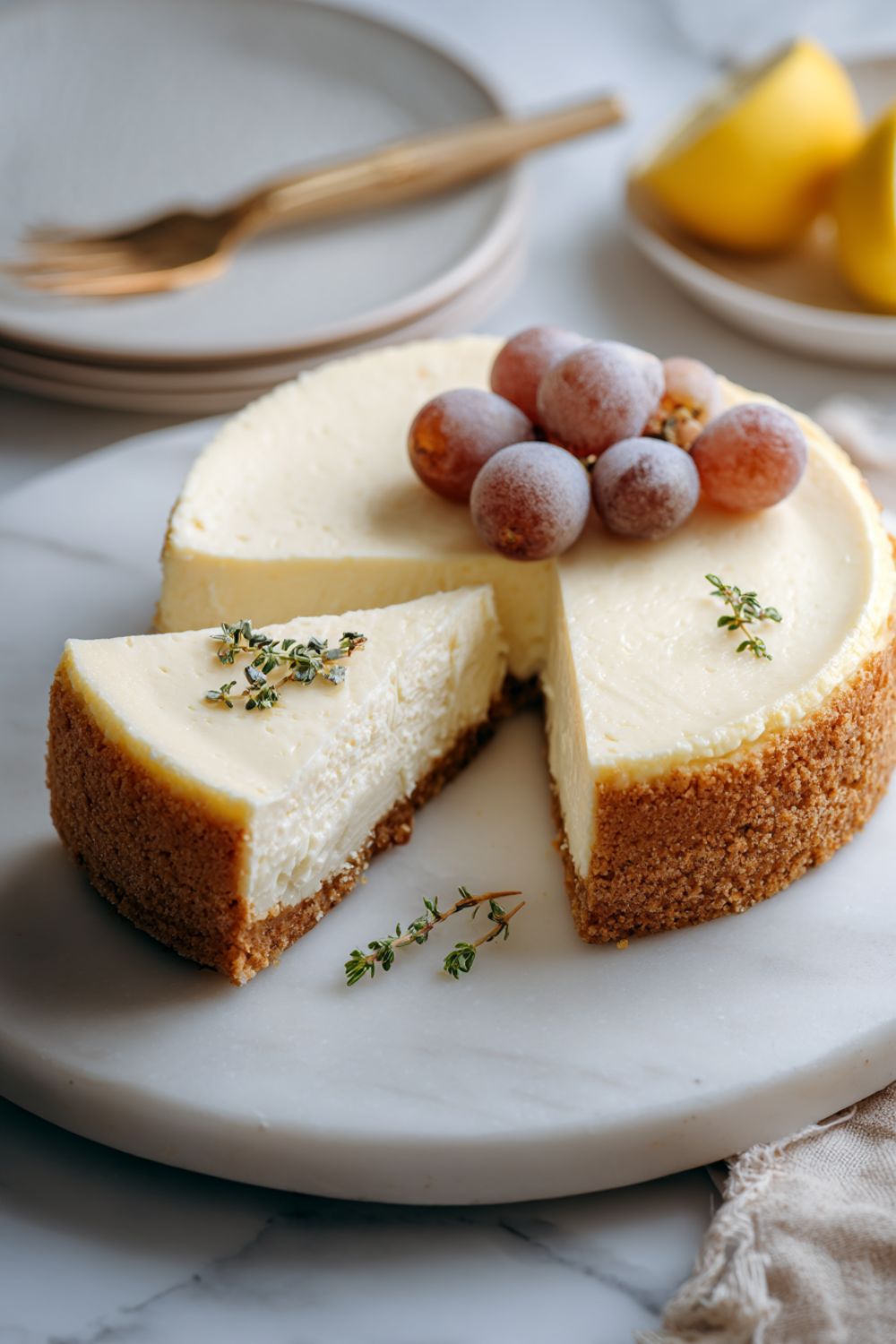 Delia Smith Lemon Cheesecake with Frosted Grapes Recipe
