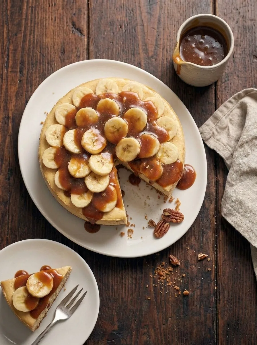 Banoffee cheesecake from above