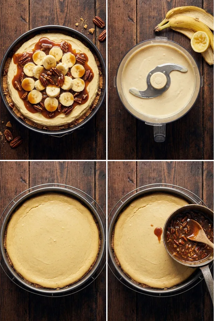 Banoffee cheesecake steps