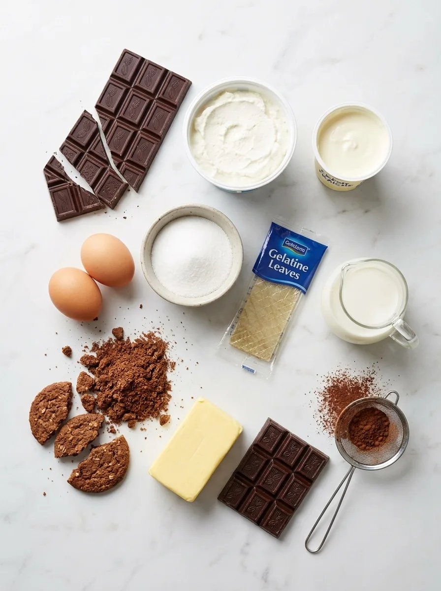 Chocolate cheesecake ingredients