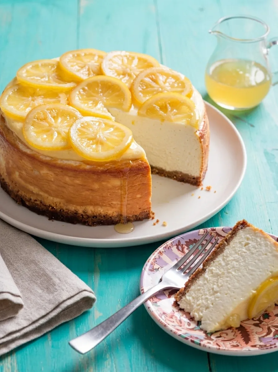 Delia Smith lemon ricotta cheesecake with confit lemon slices