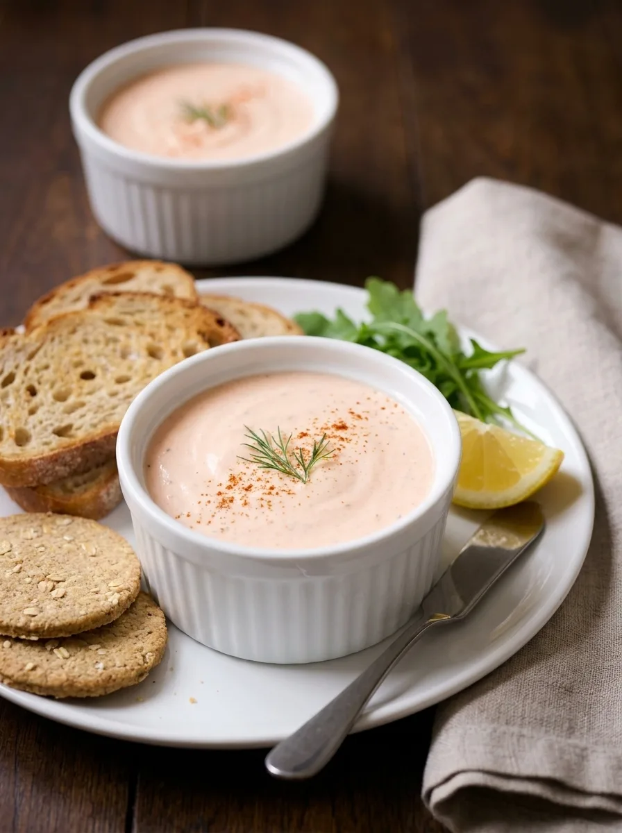 Salmon mousse served with toast and oatcakes