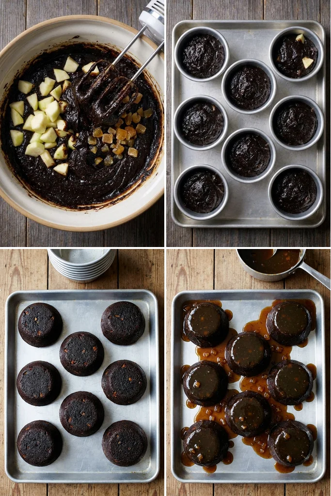 Step by step gingerbread puddings
