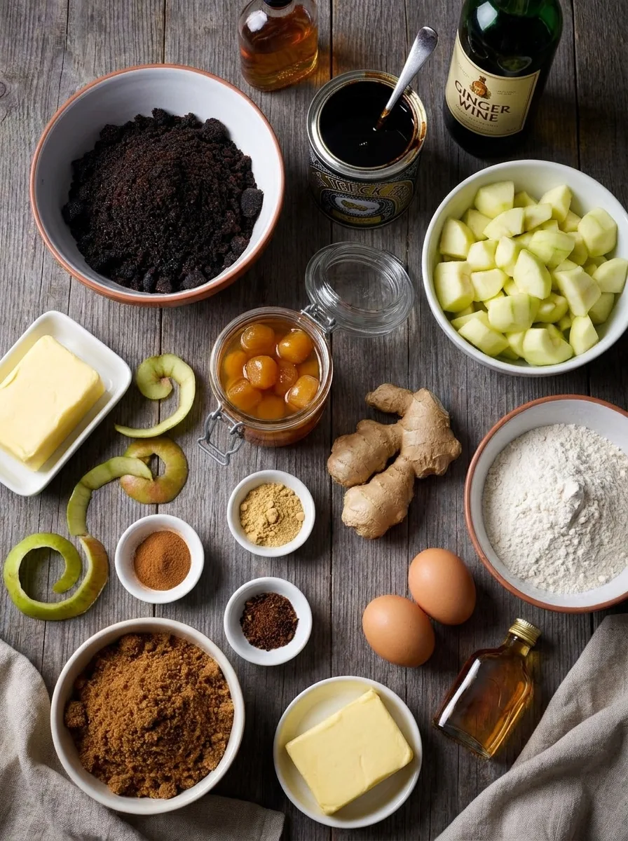 Ingredients for gingerbread puddings