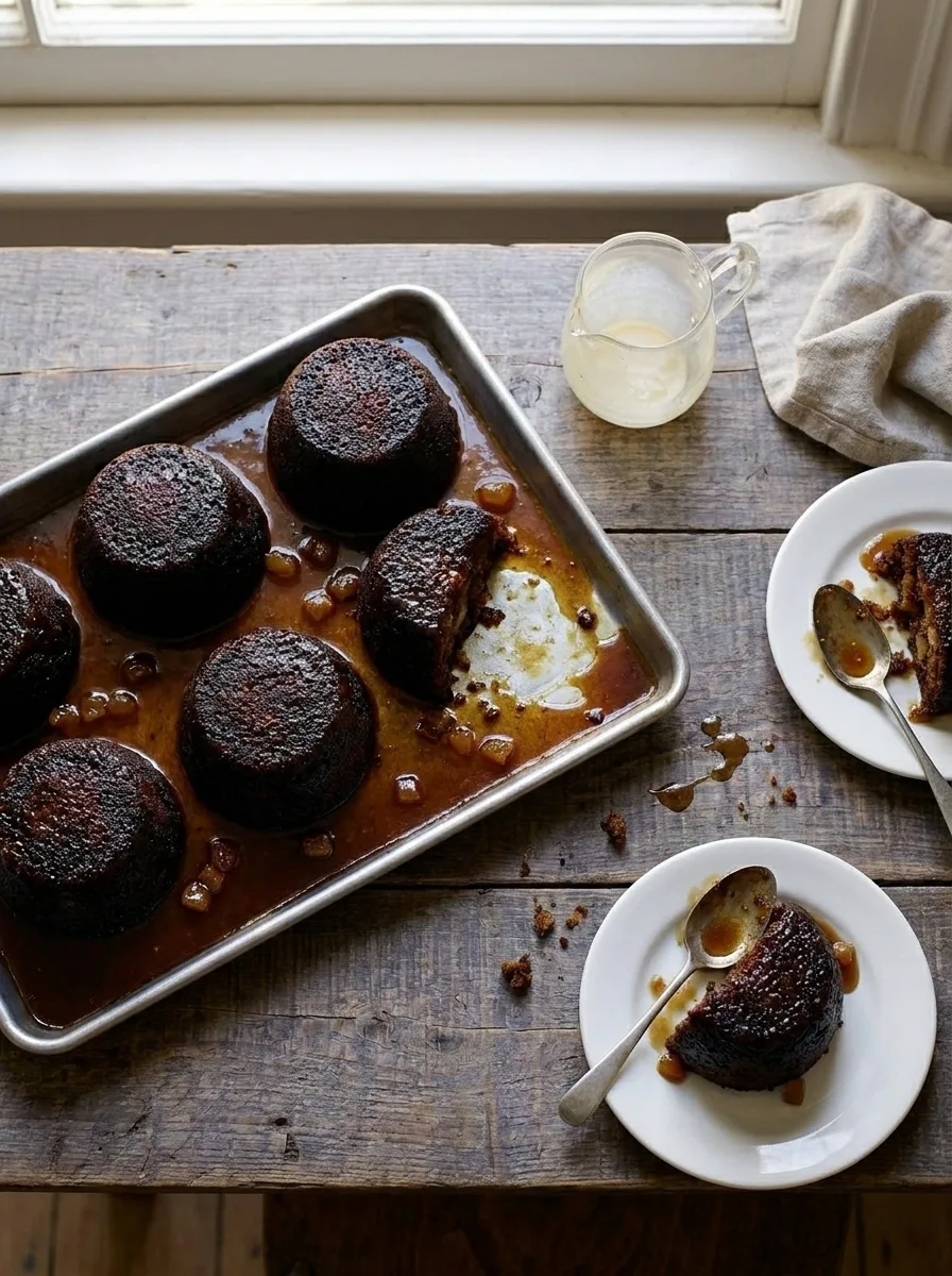 Overhead gingerbread puddings