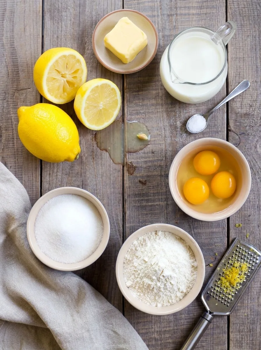 Ingredients for lemon surprise pudding