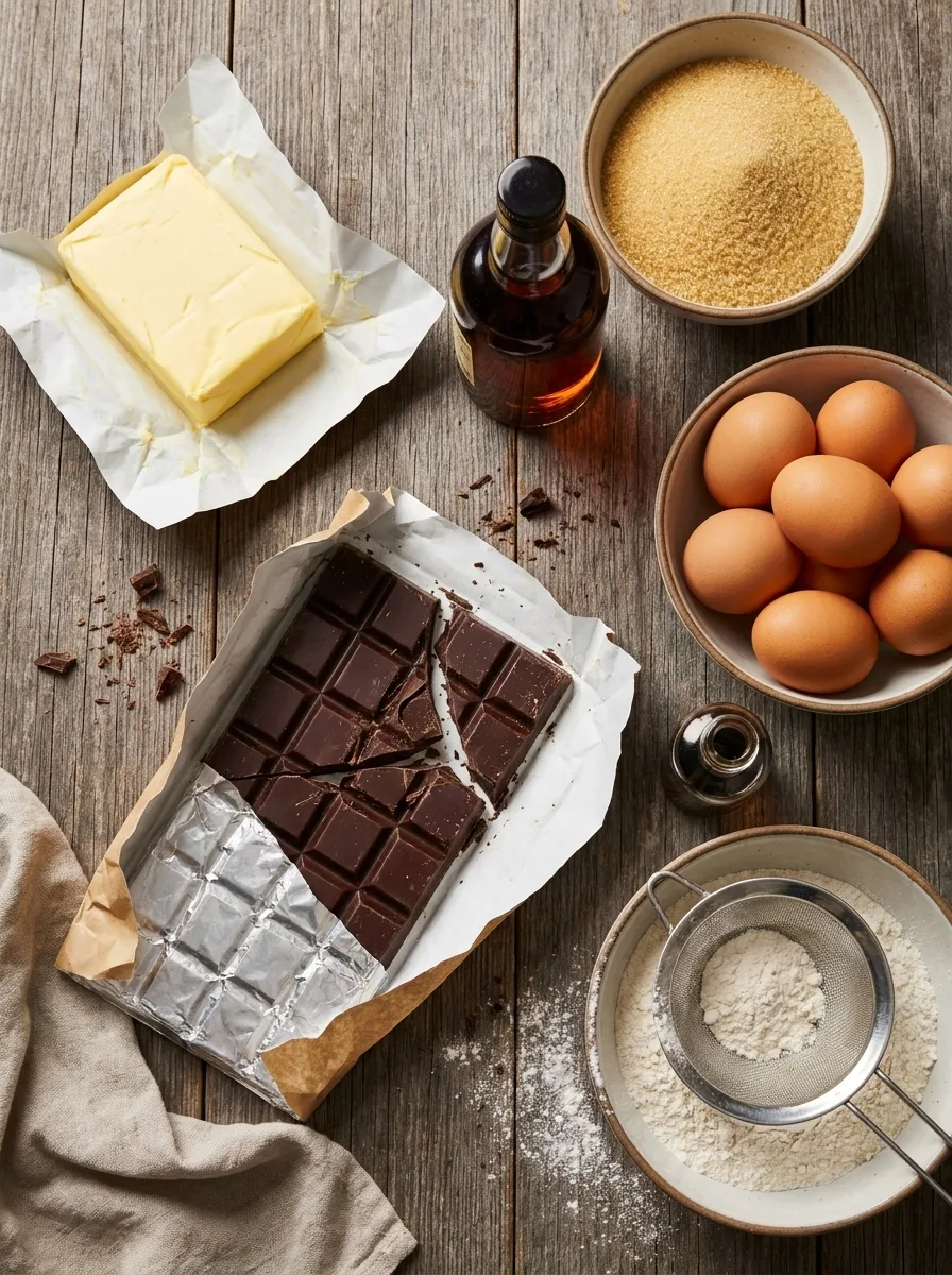 Ingredients for melting chocolate puddings