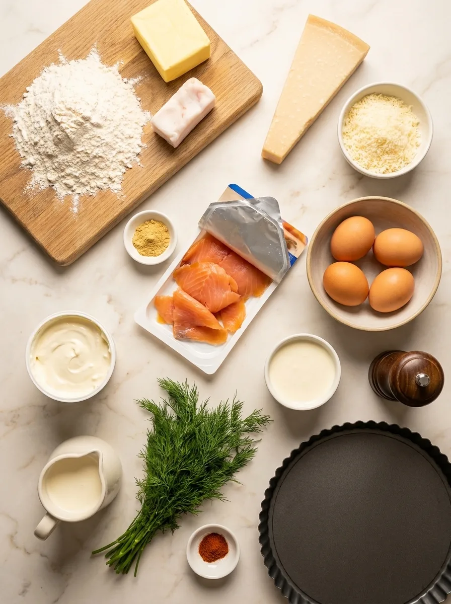Smoked salmon quiche ingredients