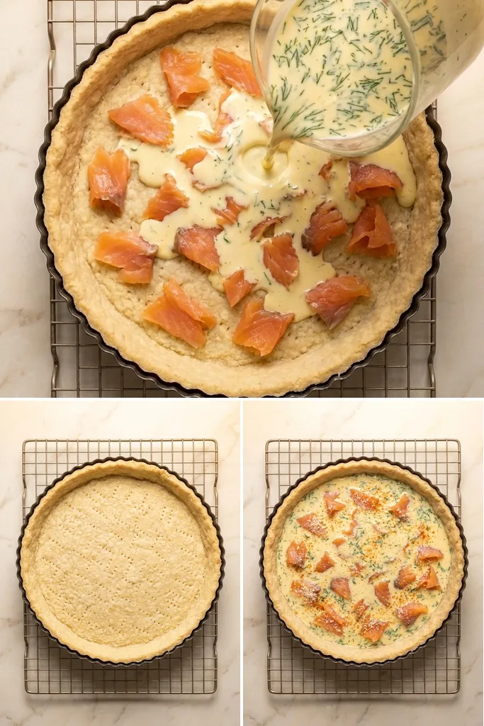 Smoked salmon quiche recipe steps