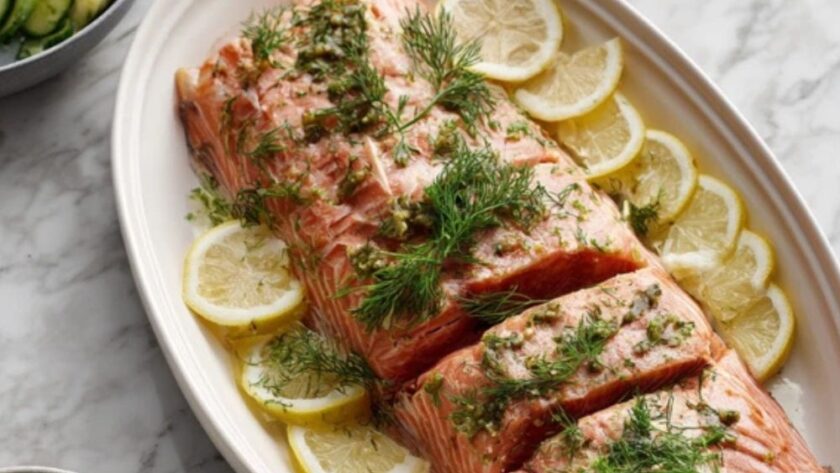 Delia Smith​ Whole Poached Salmon Recipe