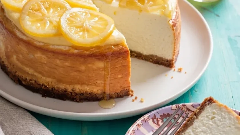 Delia Smith lemon ricotta cheesecake with confit lemon slices