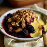 Delia Smith blackberry and apple crumble served with custard