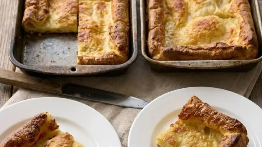 Delia Smith Yorkshire pudding for 12 golden and risen in two rectangular tins