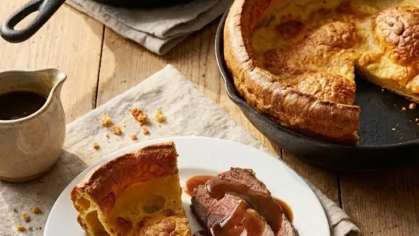 Delia Smith Yorkshire pudding for 8 served with roast beef and gravy