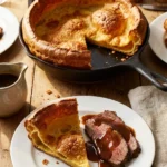 Delia Smith Yorkshire puddings for 4 served with roast beef and gravy